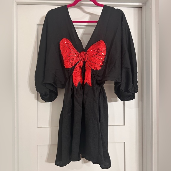 NWOT Judith March Sequin Bow Black Dress Size M - Picture 2 of 7